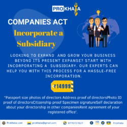 Incorporate a Subsidiary COMPANIES ACT