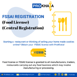 FSSAI Registration (Food License) (Central Registration)