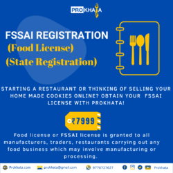 FSSAI Registration (Food License) (State Registration)