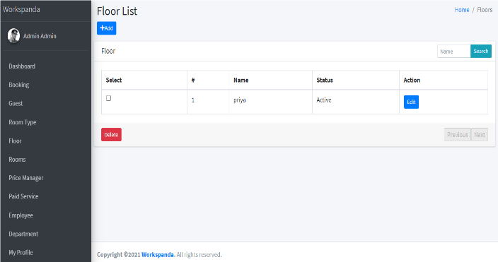 4. Floor Booking