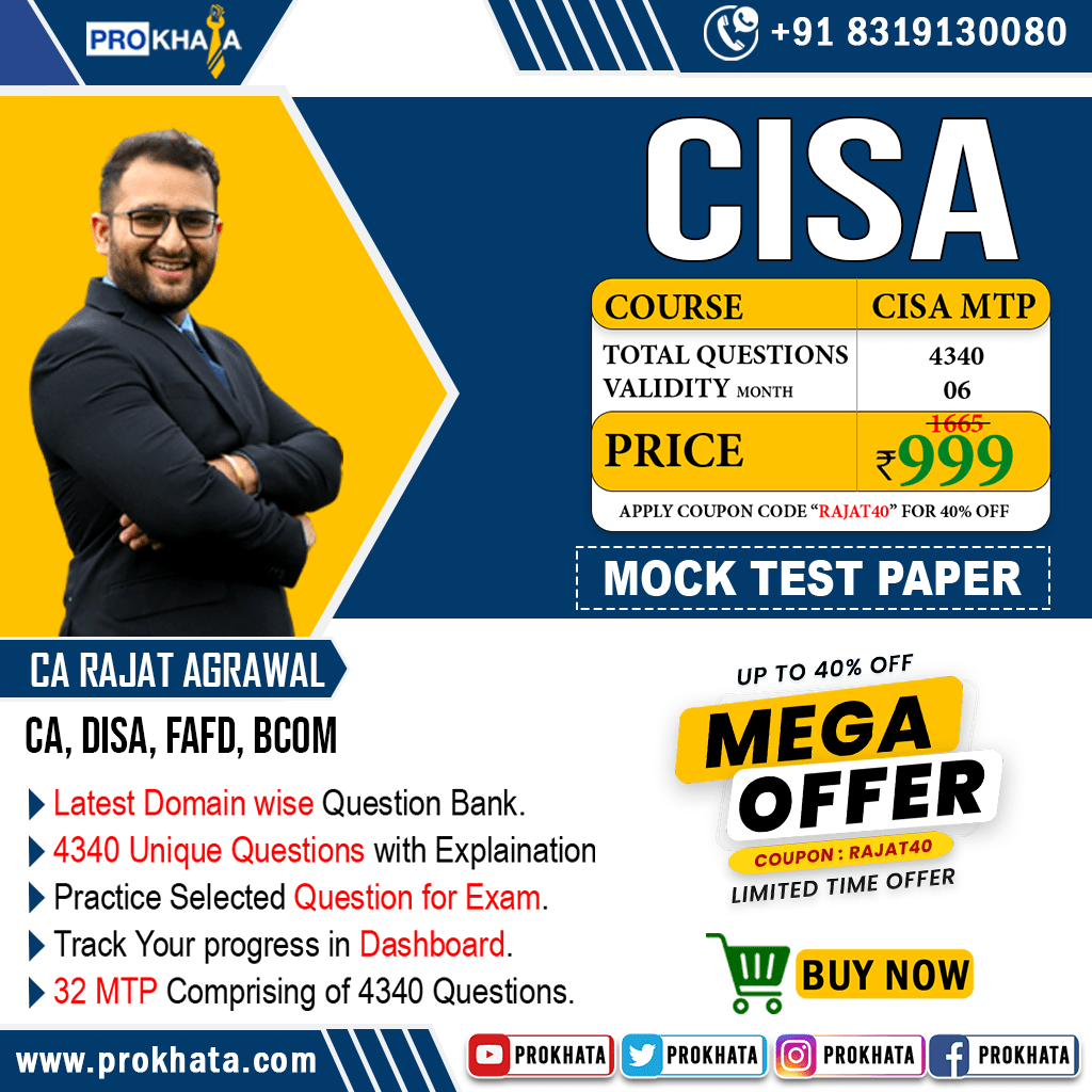 Product CISA Largest Domain wise Question Bank Quiz