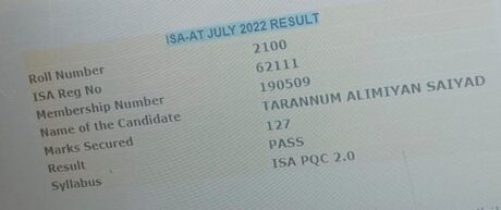 CA Tarannum Saiyyad Result