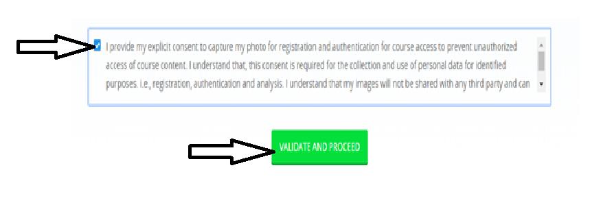 Face Registration Validate and Proceed